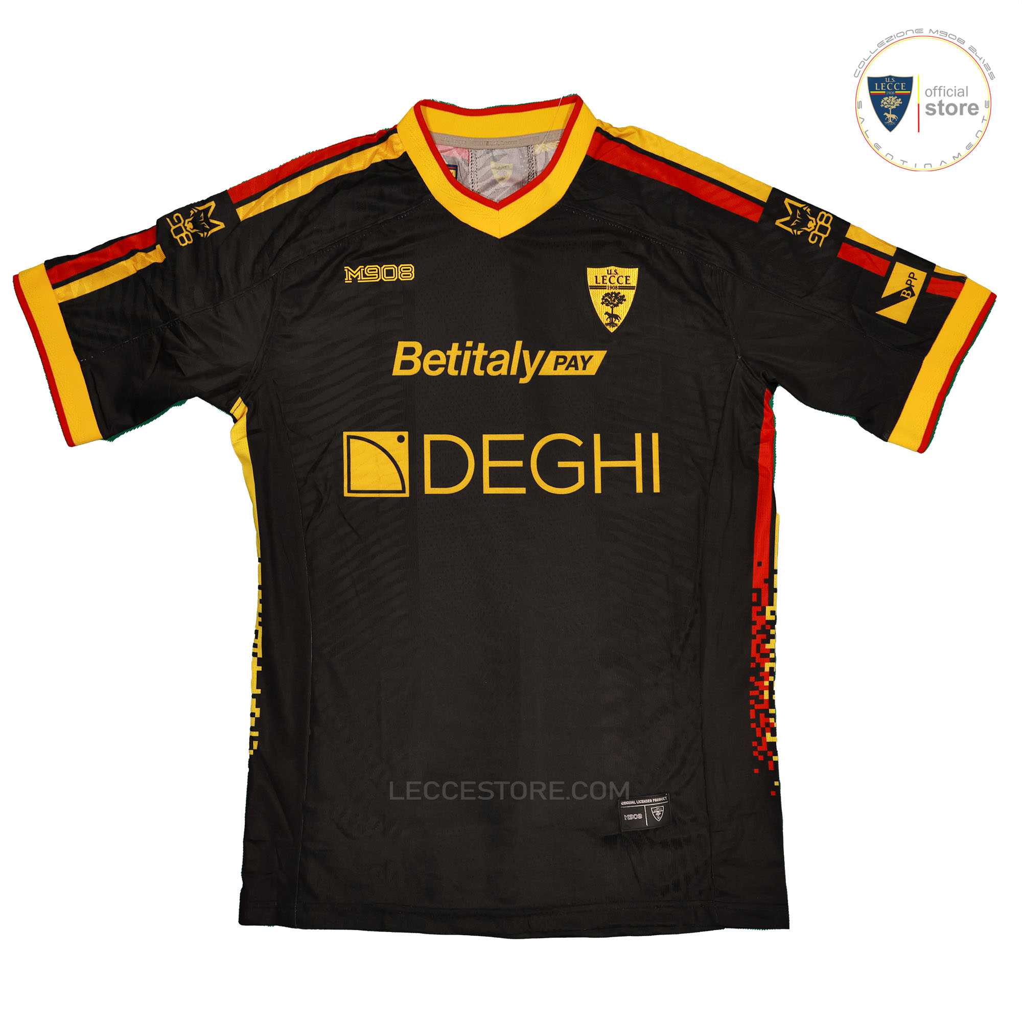 M908 – MAGLIA GARA PORTIERE NERA UFFICIALE U.S.LECCE CALCIO 24/25 ADULTO E BAMBINO