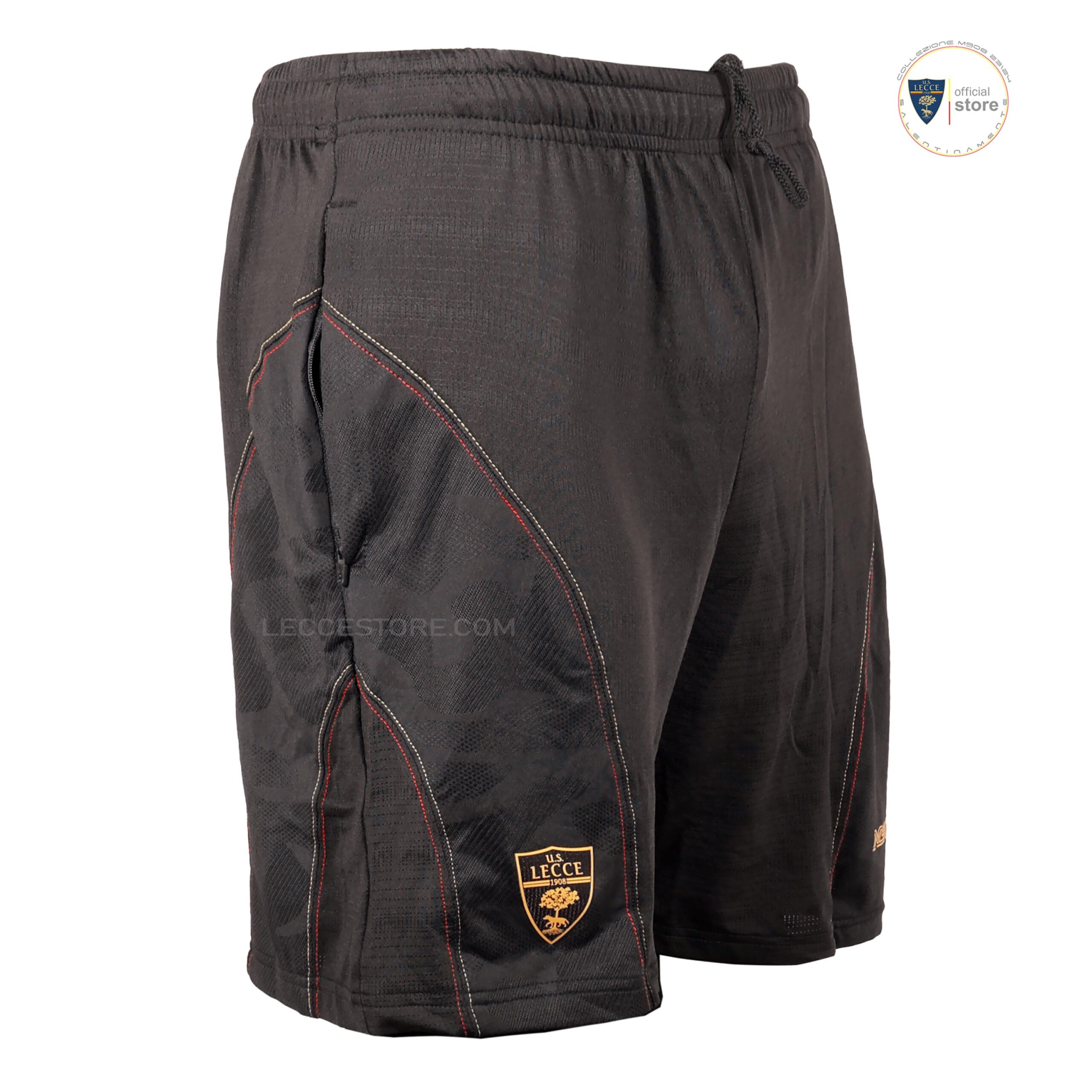 M908 – PANTALONCINO SHORTS NERO ALLENAMENTO TASCA ZIP 24/25 U.S.LECCE CALCIO