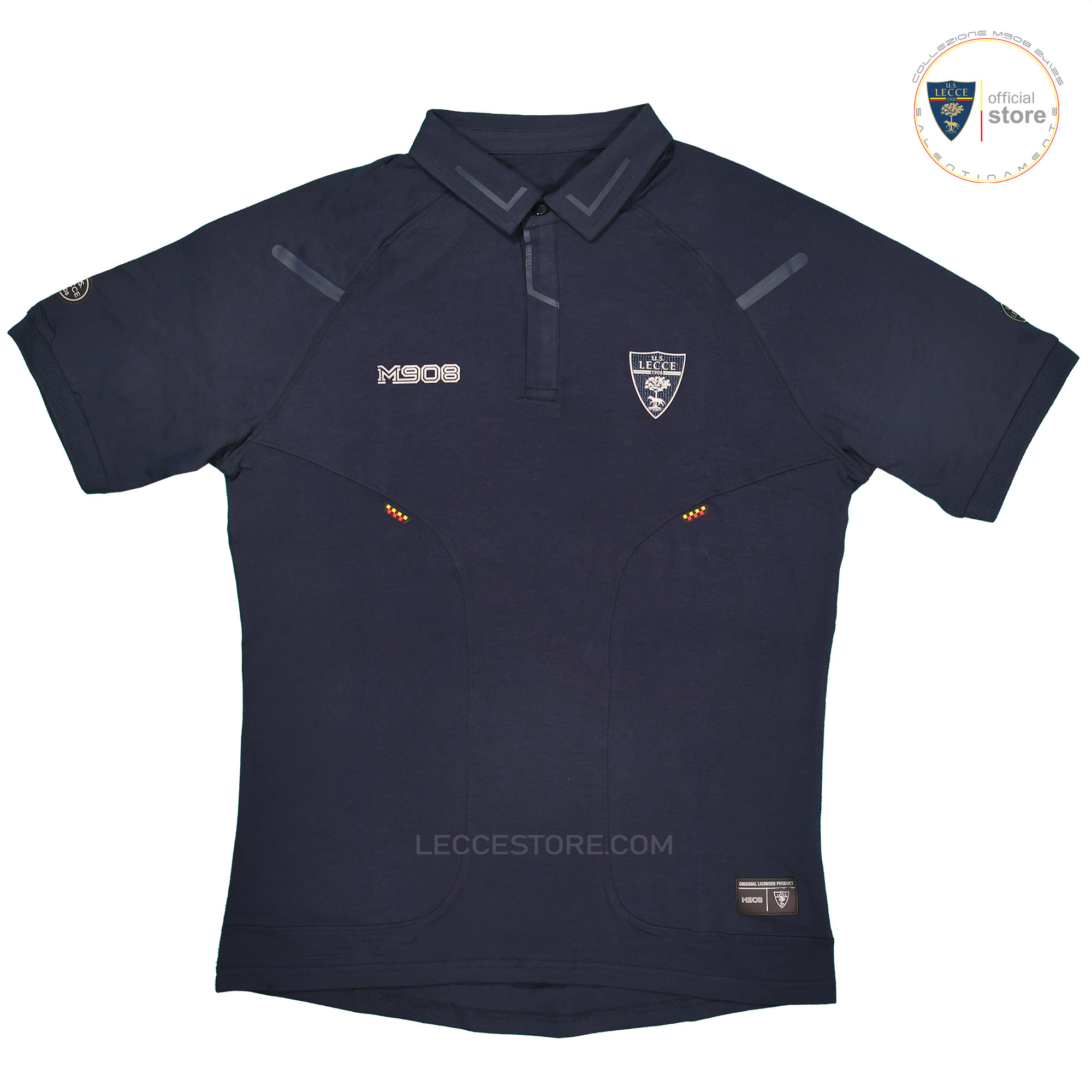 M908 – POLO COLLETTO SQUADRA U.S.LECCE CALCIO MANICA CORTA COTONE RAPPRESENTANZA BLU