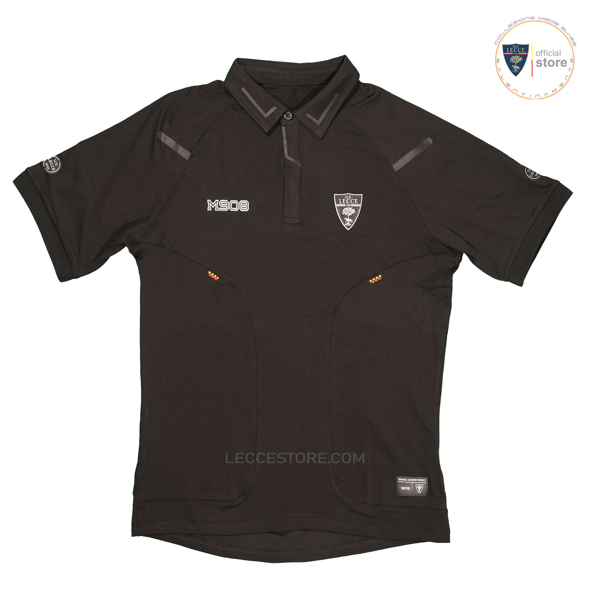 M908 – POLO COLLETTO SQUADRA U.S.LECCE CALCIO MANICA CORTA COTONE RAPPRESENTANZA NERA