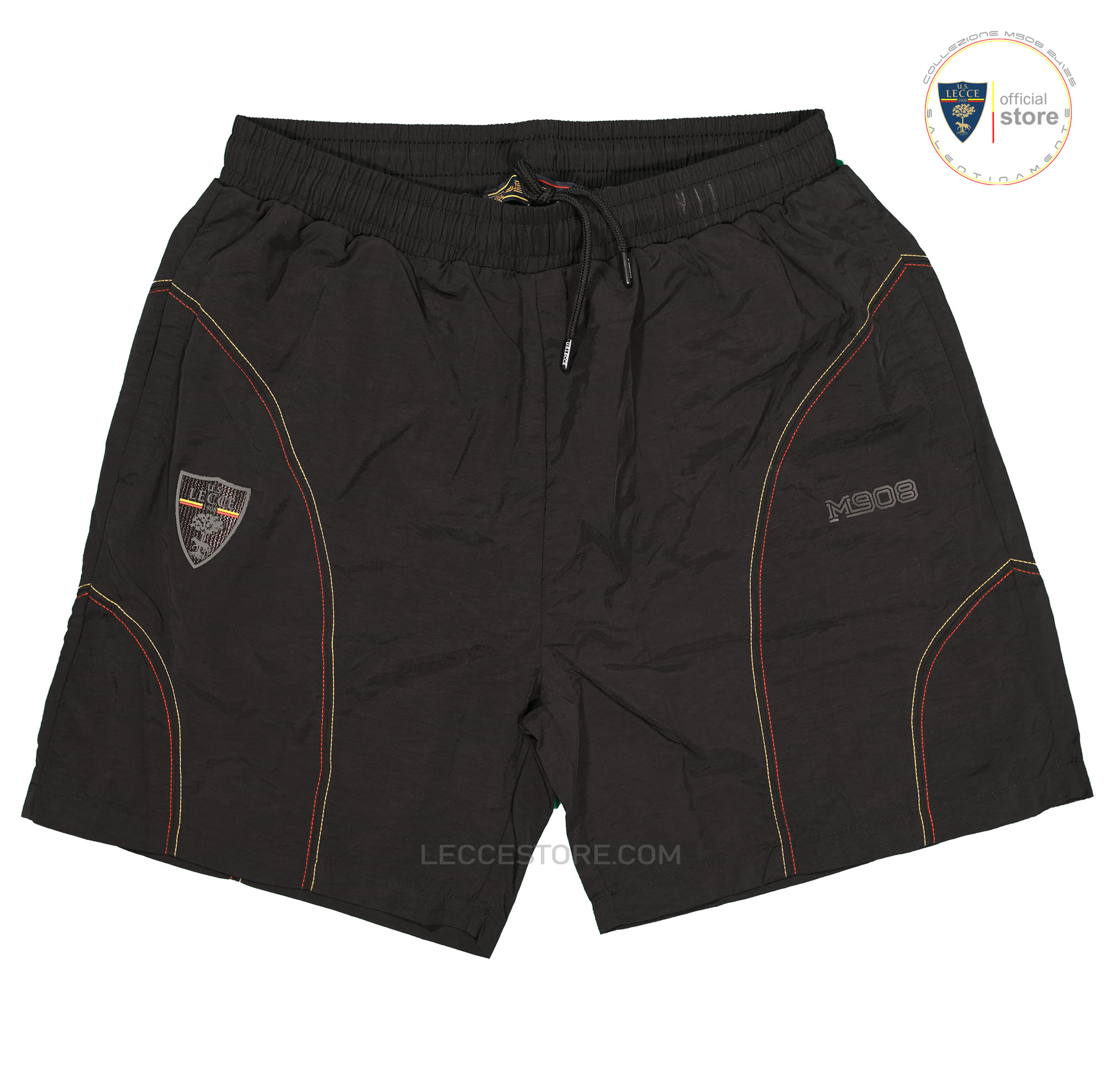 M908 – BOXER MARE NERO INSERTI GIALLOROSSI U.S. LECCE ADULTO E BAMBINO