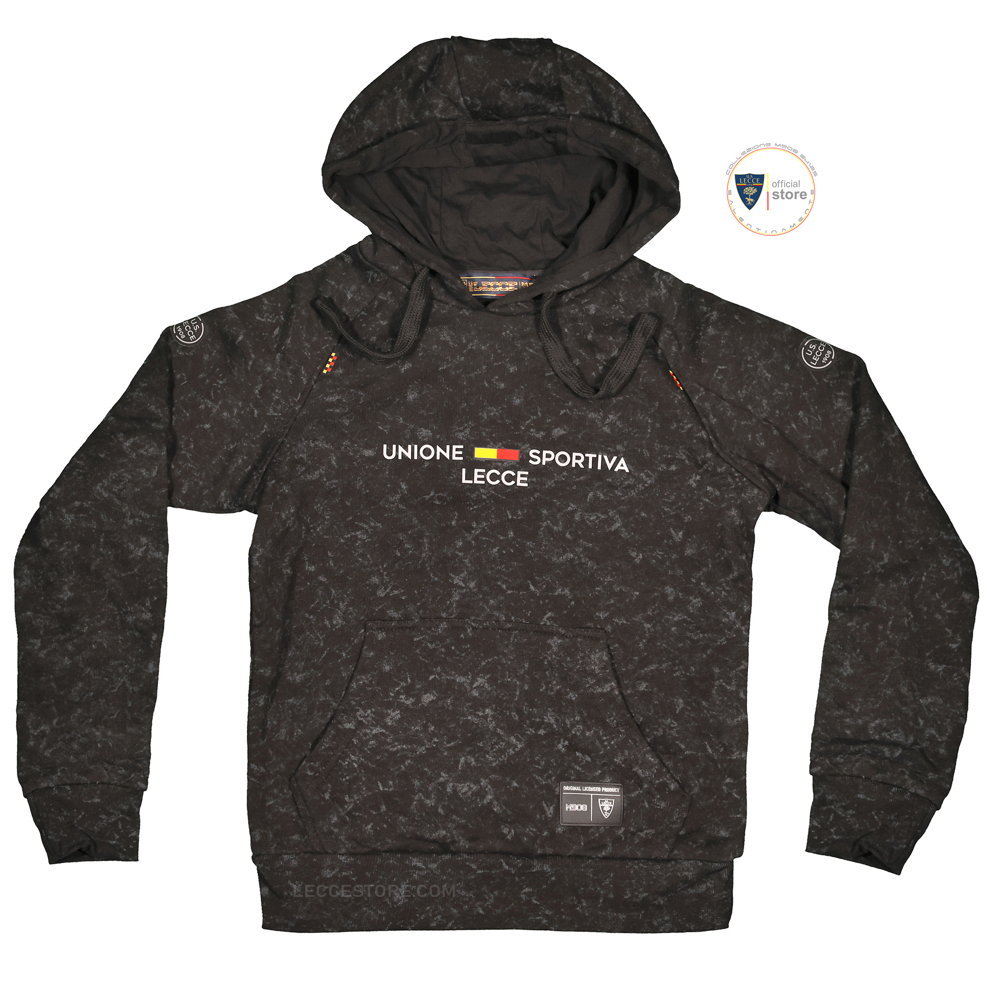 M908 – FELPA GIACCA TUTA COTONE GARZATA PULLOVER CAPPUCCIO NERA CAMOUFLAGE U.S. LECCE ADULTO E BAMBINO